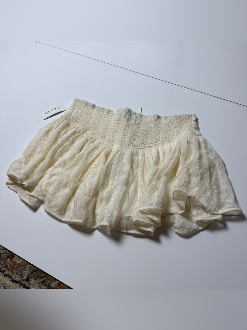 PacSun Festival Lace Up Boho Mini Skirt Womens L Ivory Cottagecore NWT - Picture 4 of 7